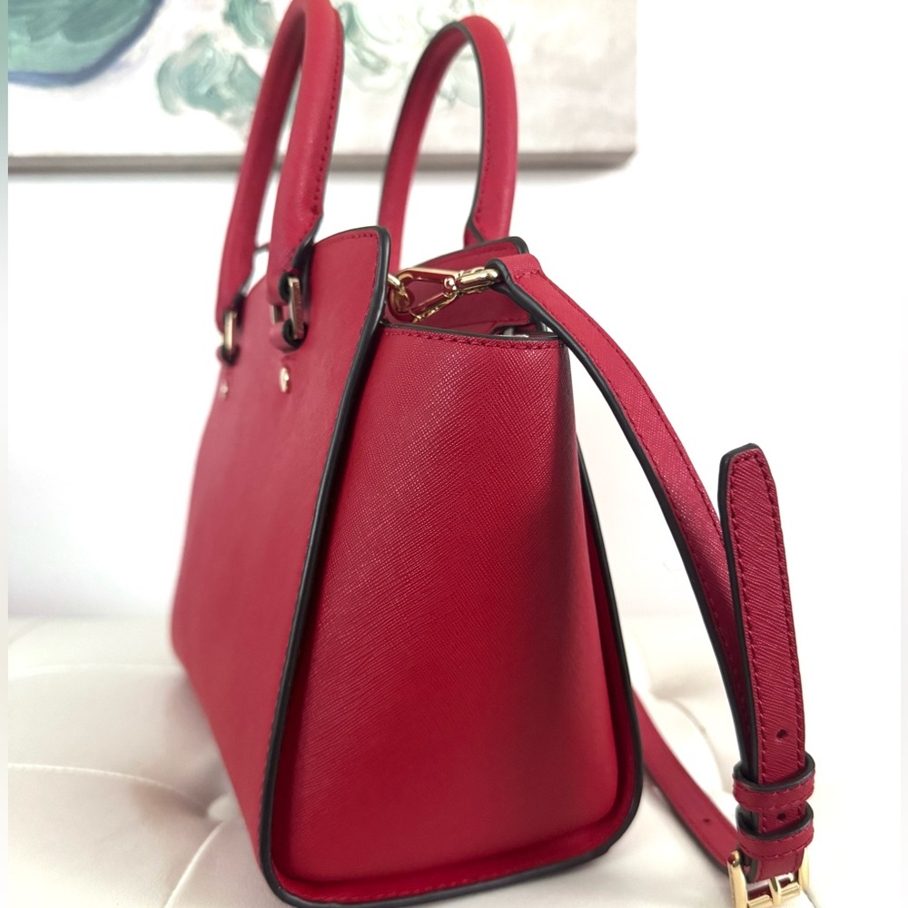 Michael Kors Red Selma Saffiano Satchel with Gold Hardware - Picture 7 of 12
